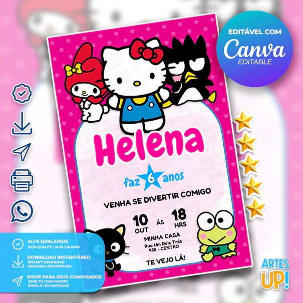 Convite Aniversário Hello Kitty 1