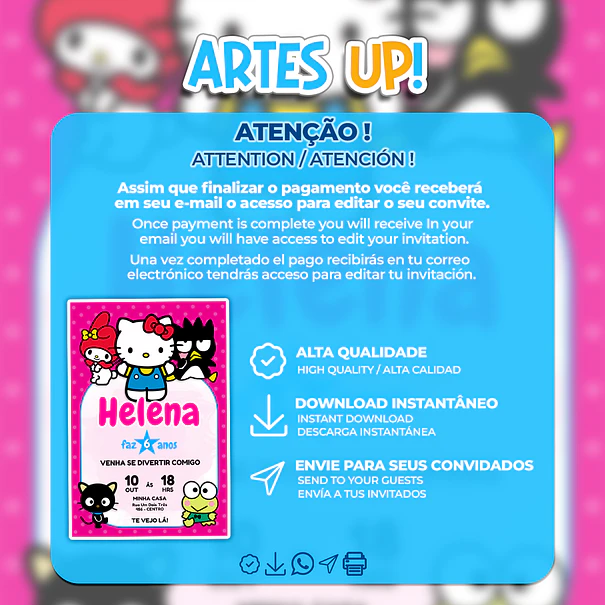 Convite Aniversário Hello Kitty 2