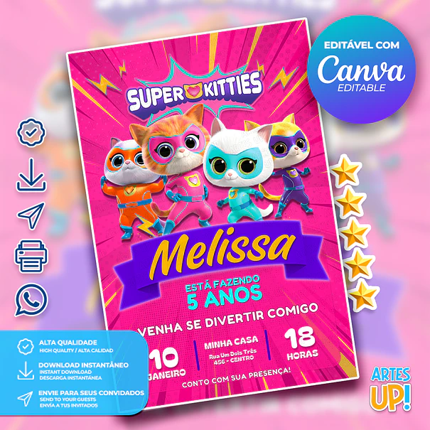Convite Aniversário Supergatinhos 1