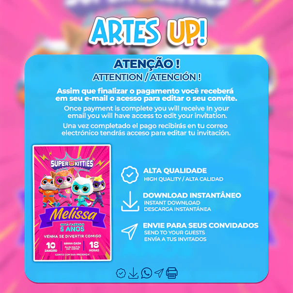 Convite Aniversário Supergatinhos 2