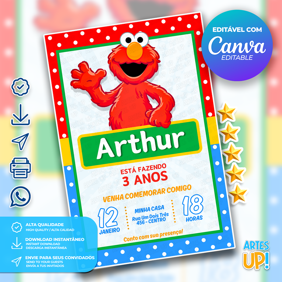 Convite Aniversário Elmo 1