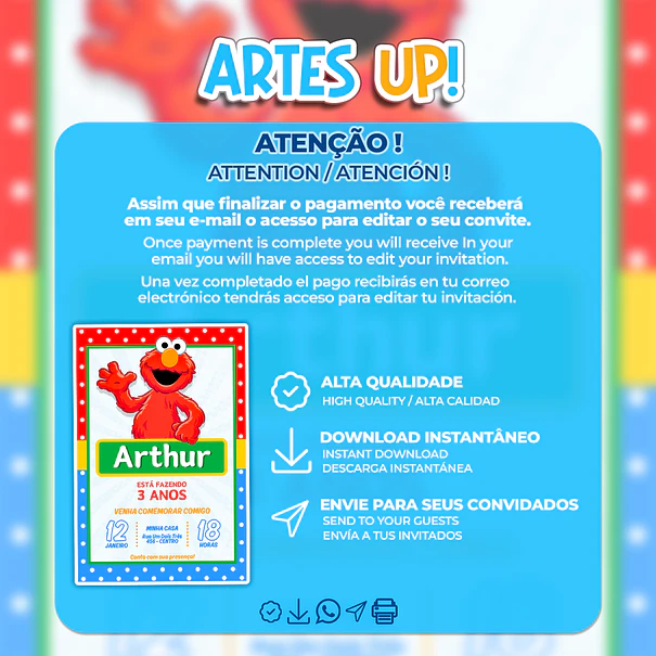 Convite Aniversário Elmo 2