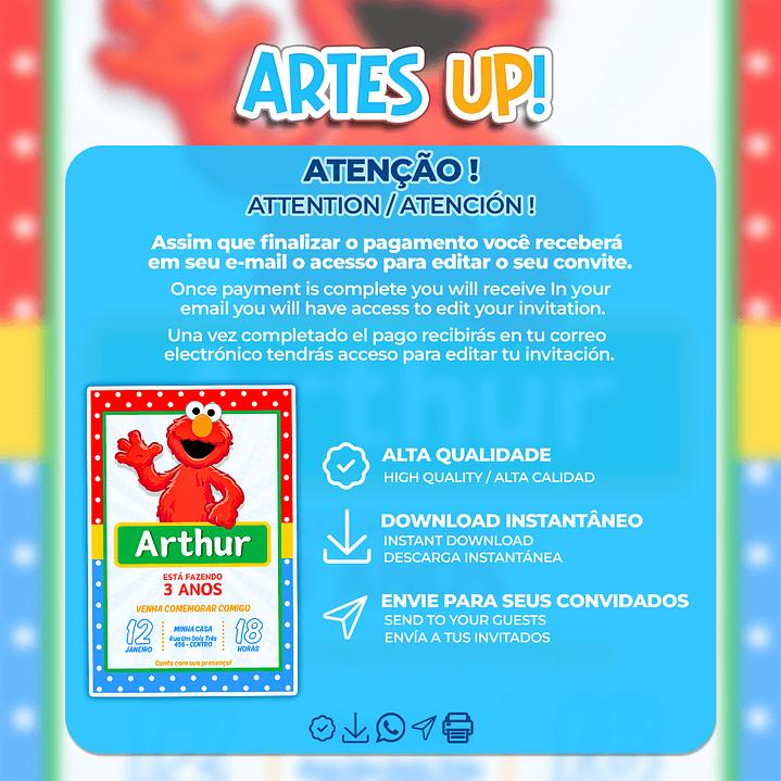 Convite Aniversário Elmo 2