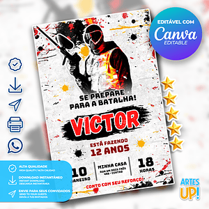 Invitación de cumpleaños de paintball