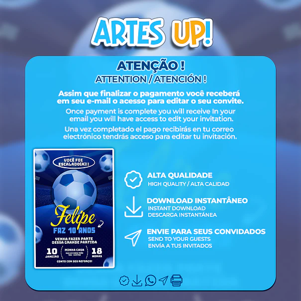Convite Aniversário Futebol 2