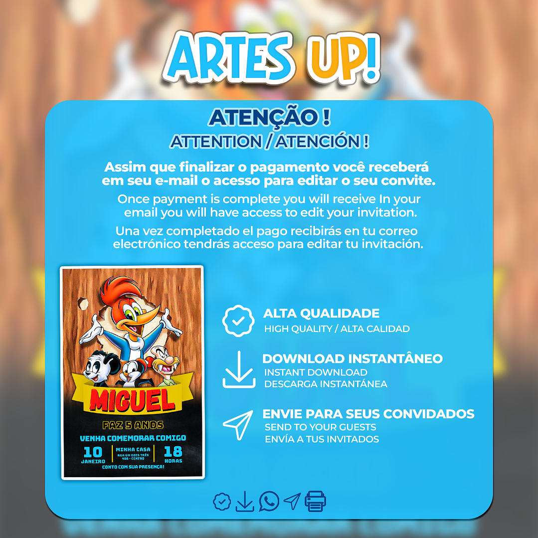 Convite Aniversário Pica Pau 2