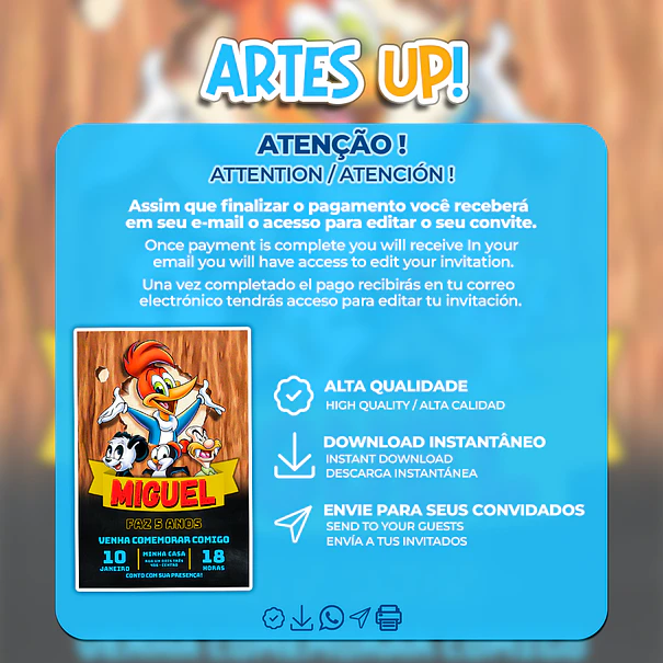 Convite Aniversário Pica Pau 2