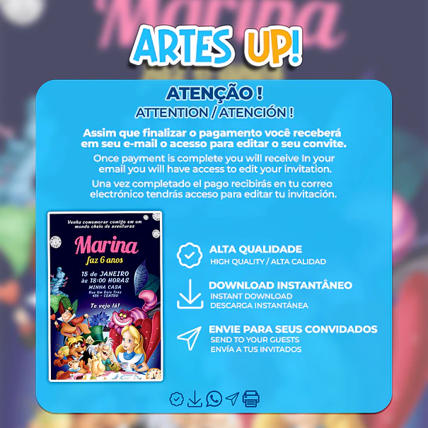 Alice in Wonderland Birthday Invitation 2