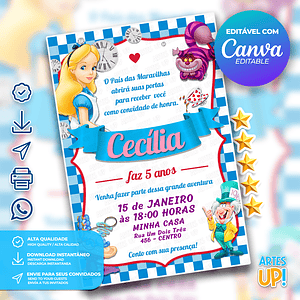 Invitación de cumpleaños de Alicia en el país de las maravillas