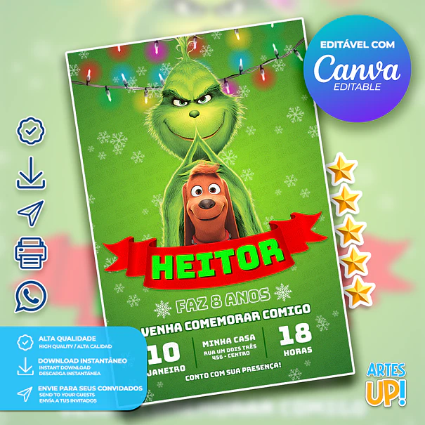Invitación de cumpleaños del Grinch 1