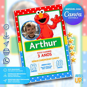 Invitación de cumpleaños de Elmo con foto