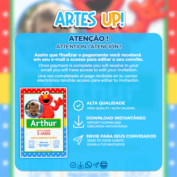 Invitación de cumpleaños de Elmo con foto 2