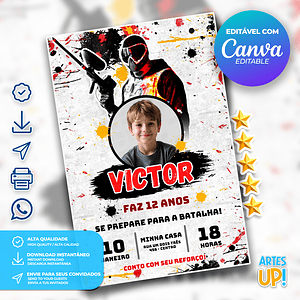 Invitación de cumpleaños de PaintBall con foto