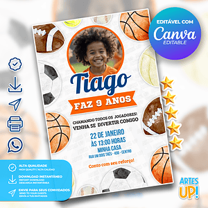 Invitación de cumpleaños deportiva con foto