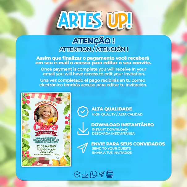 Invitación de picnic de cumpleaños con foto 2