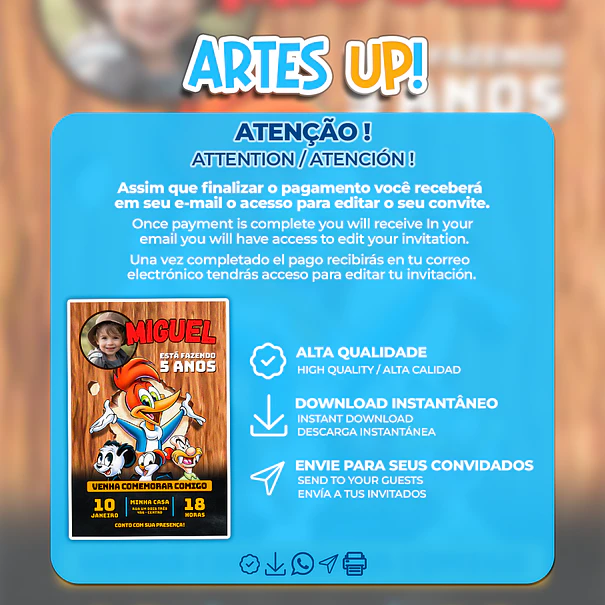 Woody Woodpecker Birthday Invitation with photo 2