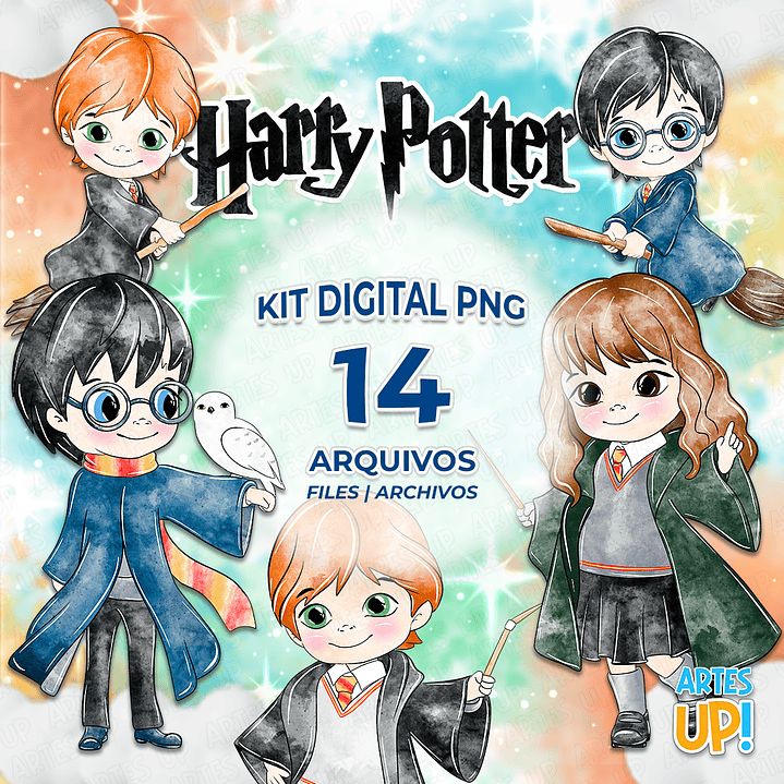 Kit Digital PNG Harry Potter Clipart aquarela 1