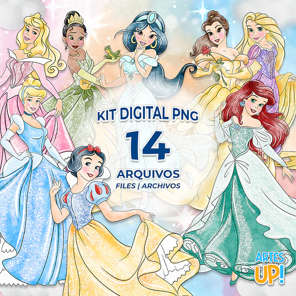 Digital Kit PNG Princesses Watercolor Clipart 1