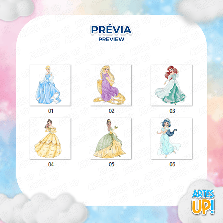 Kit Digital PNG Princesas Clipart aquarela 2