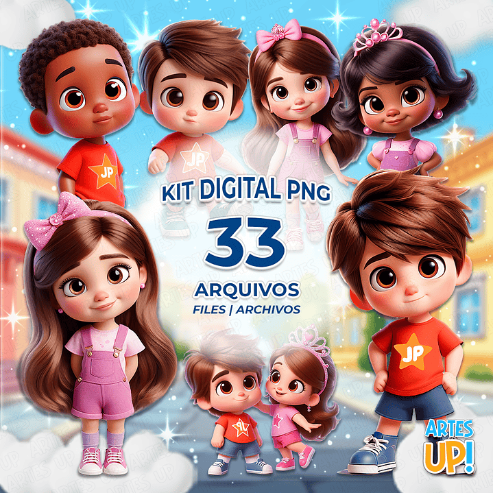 Kit Digital PNG Maria Clara e JP 3D Clipart 1