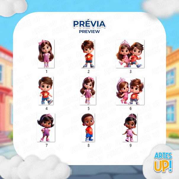 Kit Digital PNG Maria Clara e JP 3D Clipart 2