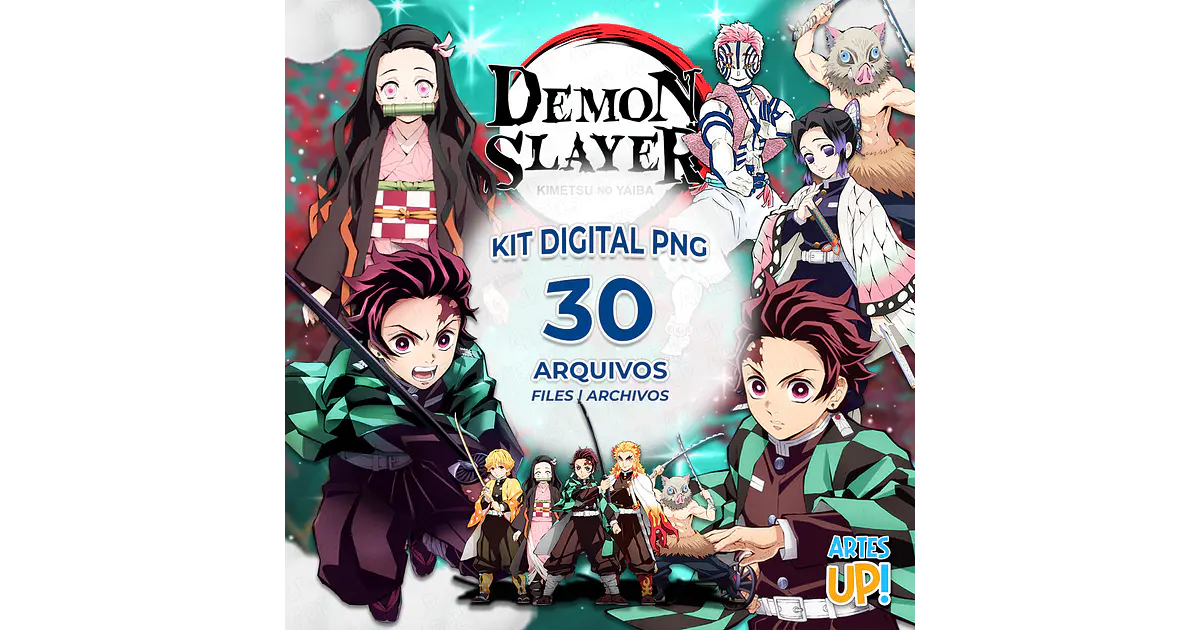 Kit digital PNG de Demon Slayer: imágenes prediseñadas para
