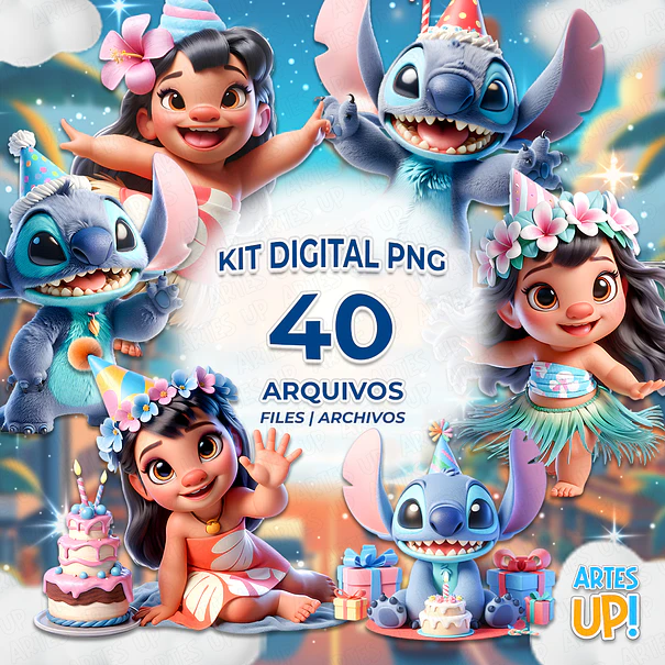 Lilo and Stitch Birthday Clipart Digital Kit PNG 1