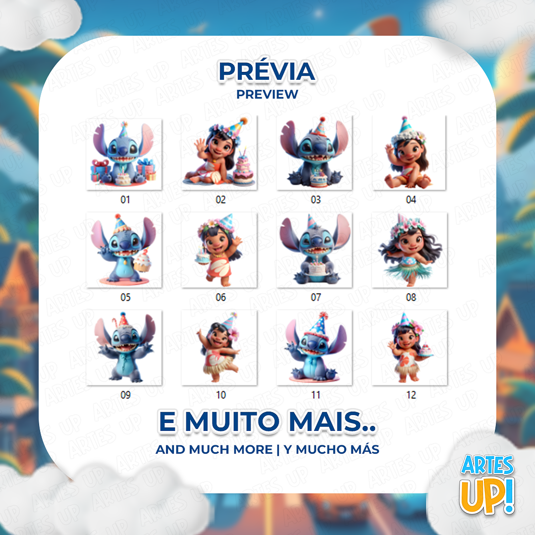 Kit Digital PNG Lilo e Stitch Clipart aniversário 2