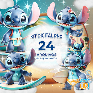Kit digital PNG Stitch Surf Clipart