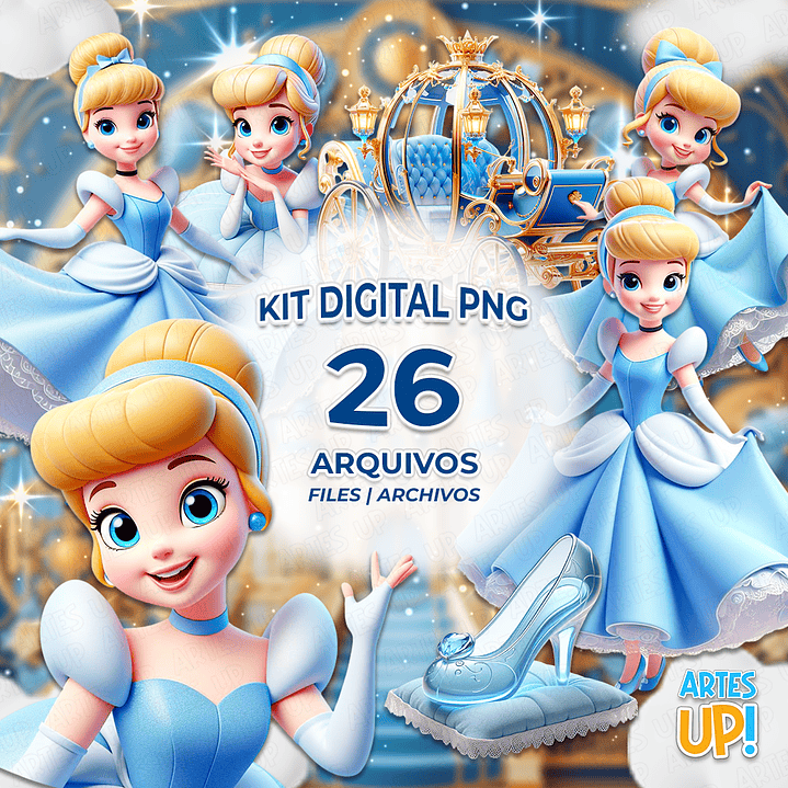 Kit Digital PNG Cinderela Clipart 1