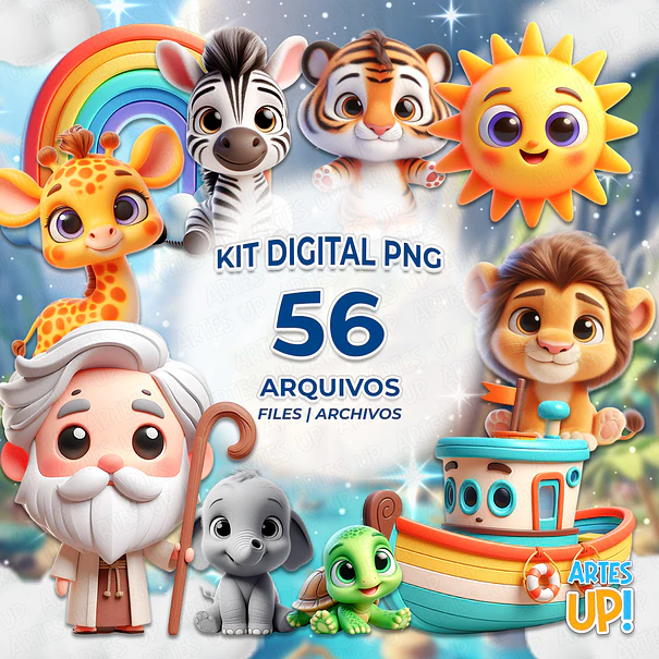 Kit Digital PNG Arca de Noé Clipart 1