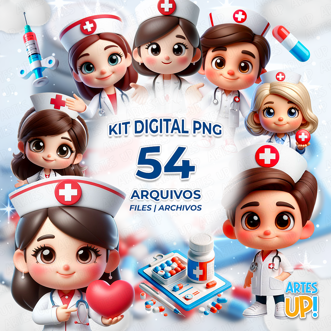 Kit Digital PNG Enfermagem Clipart 1