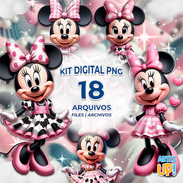 Kit Digital PNG Minnie Mouse Clipart Milk Rosa  1