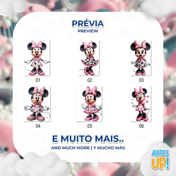 Kit Digital PNG Minnie Mouse Clipart Milk Rosa  2