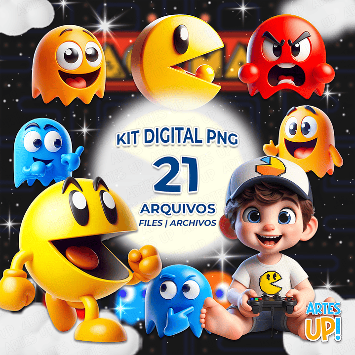 Kit Digital PNG Pac-Man Clipart 1