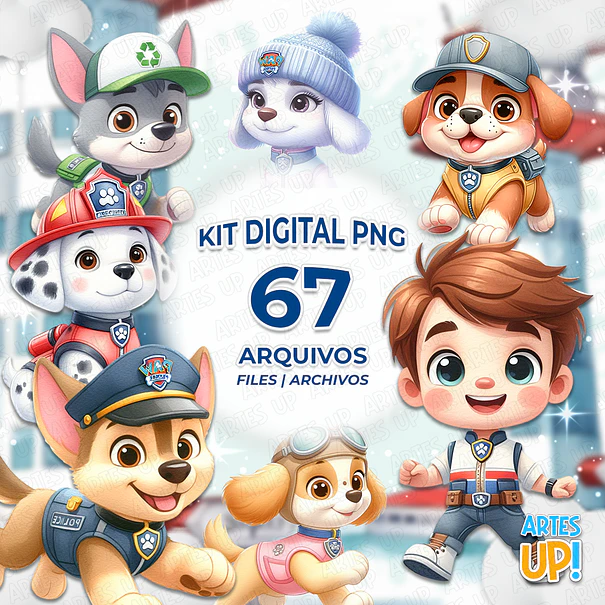 Kit Digital PNG Patrulha Canina Clipart aquarela 1
