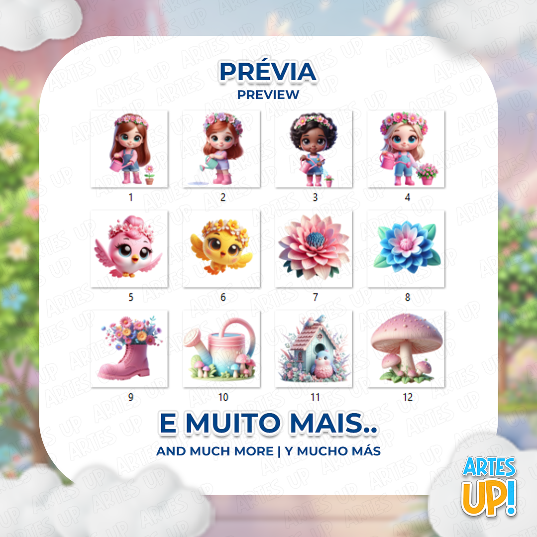 Kit Digital PNG Jardim Encantado Clipart 2