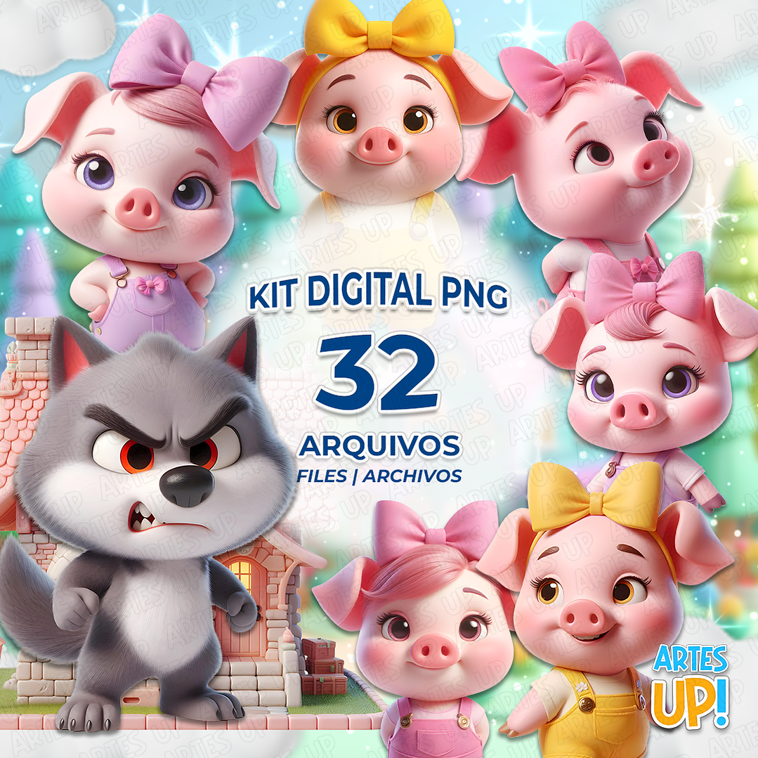 Kit Digital PNG As Três Porquinhas Clipart 1