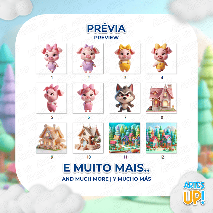 Kit Digital PNG As Três Porquinhas Clipart 2