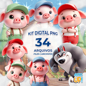 Kit digital PNG de Los Tres Cerditos