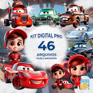 Kit digital de Rayo McQueen PNG, imágenes prediseñadas de Cars