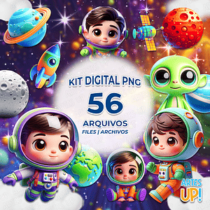 Kit digital PNG Niño astronauta Clipart