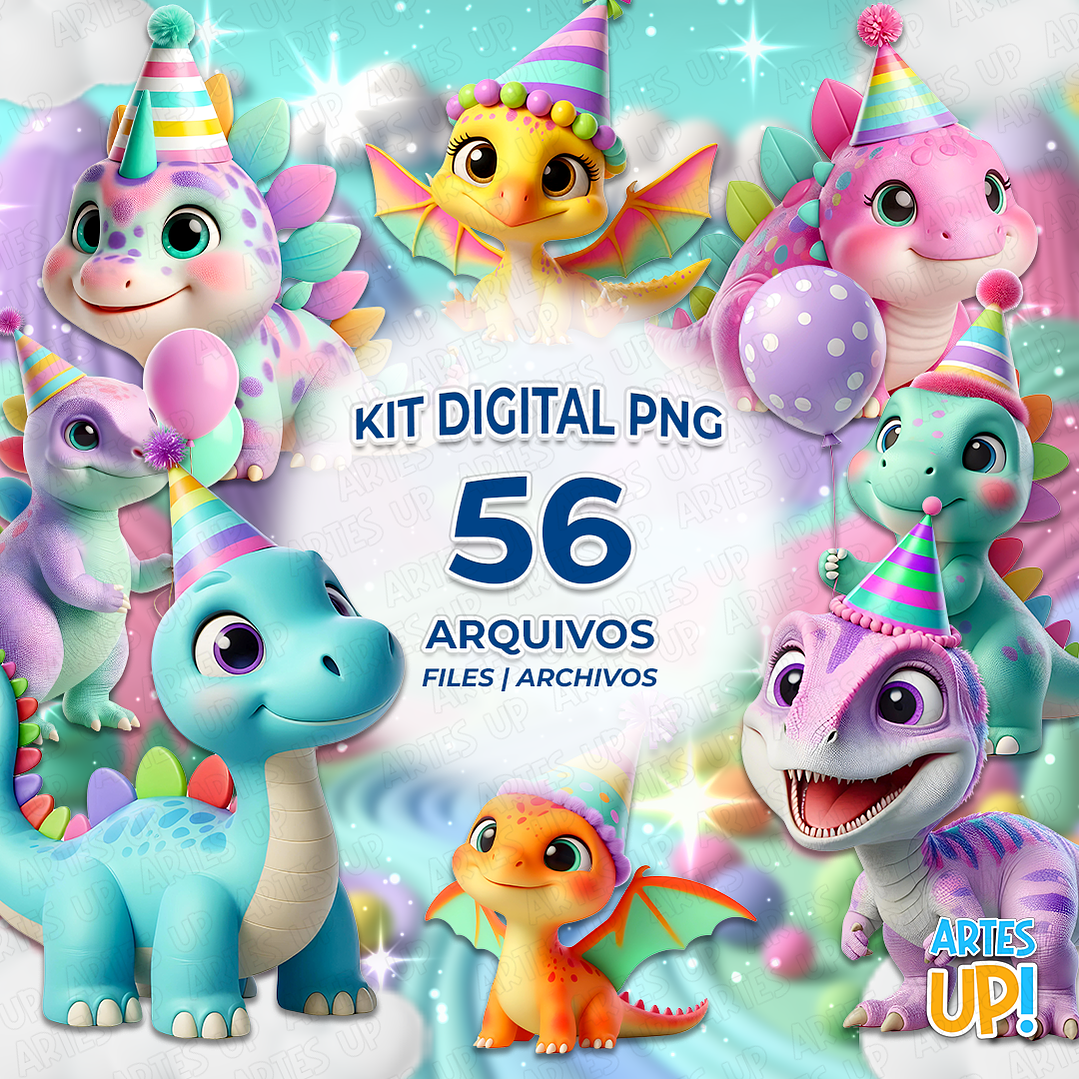 Kit Digital PNG Festa Dino Baby Clipart 1