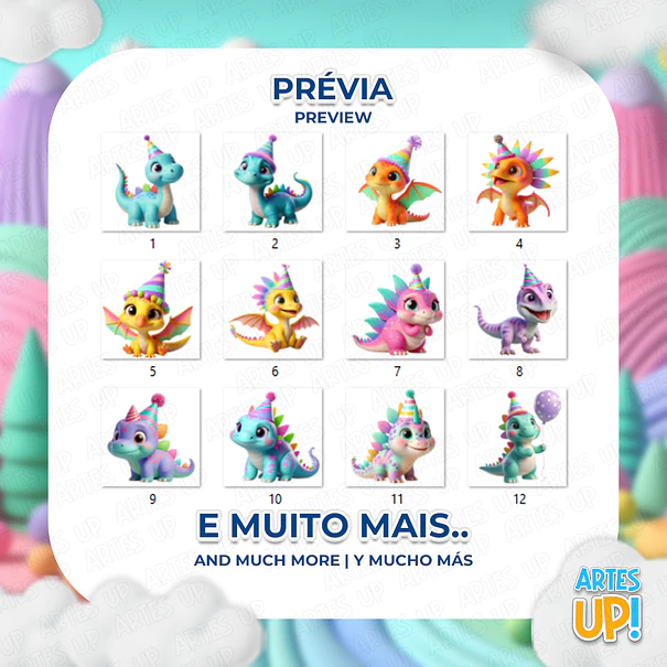 Kit Digital PNG Festa Dino Baby Clipart 2