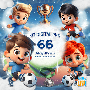 Kit Digital PNG Meninos Jogando Futebol Clipart
