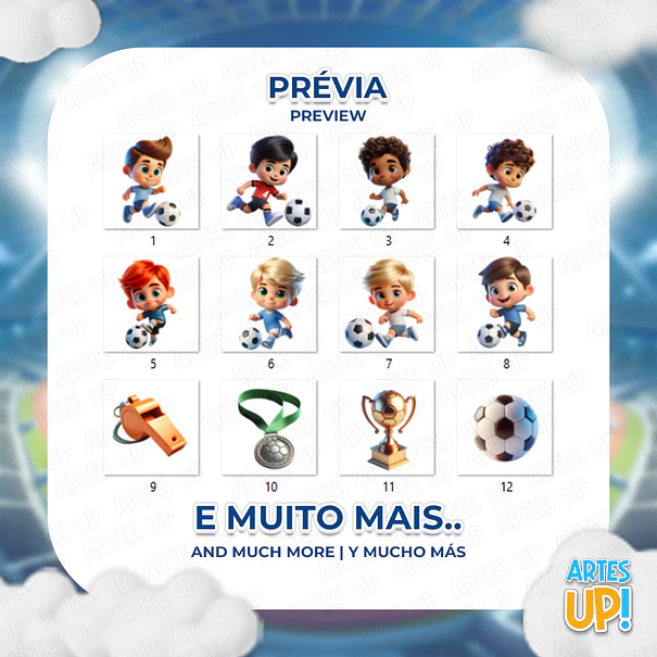 Kit Digital PNG Meninos Jogando Futebol Clipart 2