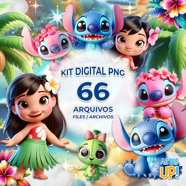 Kit digital PNG Lilo y Stitch Clipart Lindo 3D 1