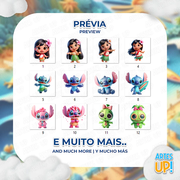 Kit digital PNG Lilo y Stitch Clipart Lindo 3D 2