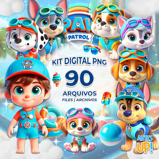 Kit Digital PNG Patrulha Canina Pool Party Clipart 1