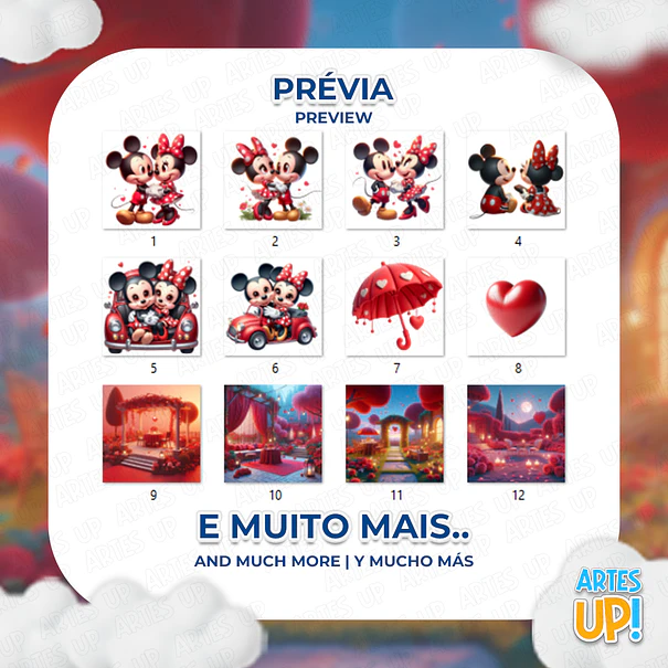 Kit digital PNG Mickey y Minnie Clipart en versiones enamoradas  2